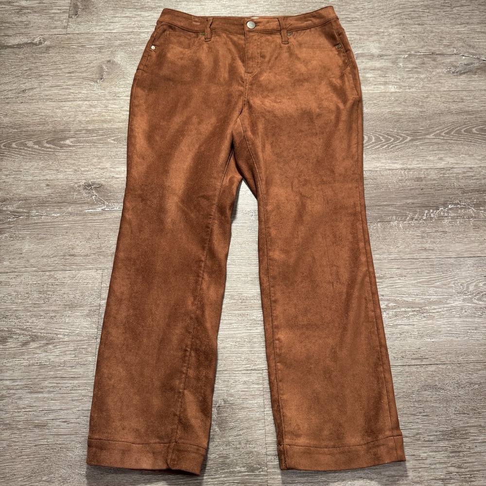 Vintage Coldwater Creek Pants Womens‎ 8 Brown Y2K Suede Straight Leg 30x26 Y2k